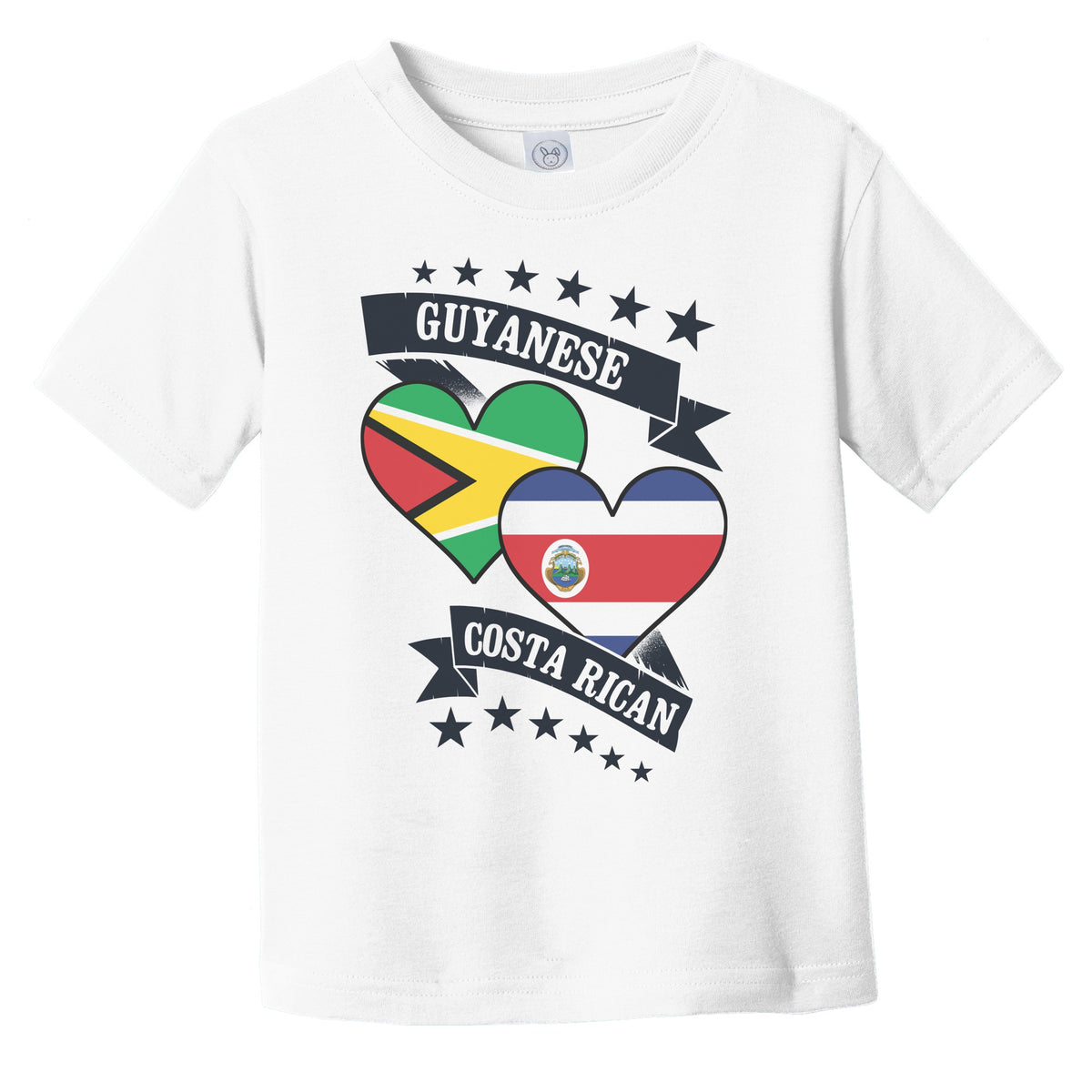 Guyanese Costa Rican Heart Flags Guyana Costa Rica Infant Toddler T-Shirt