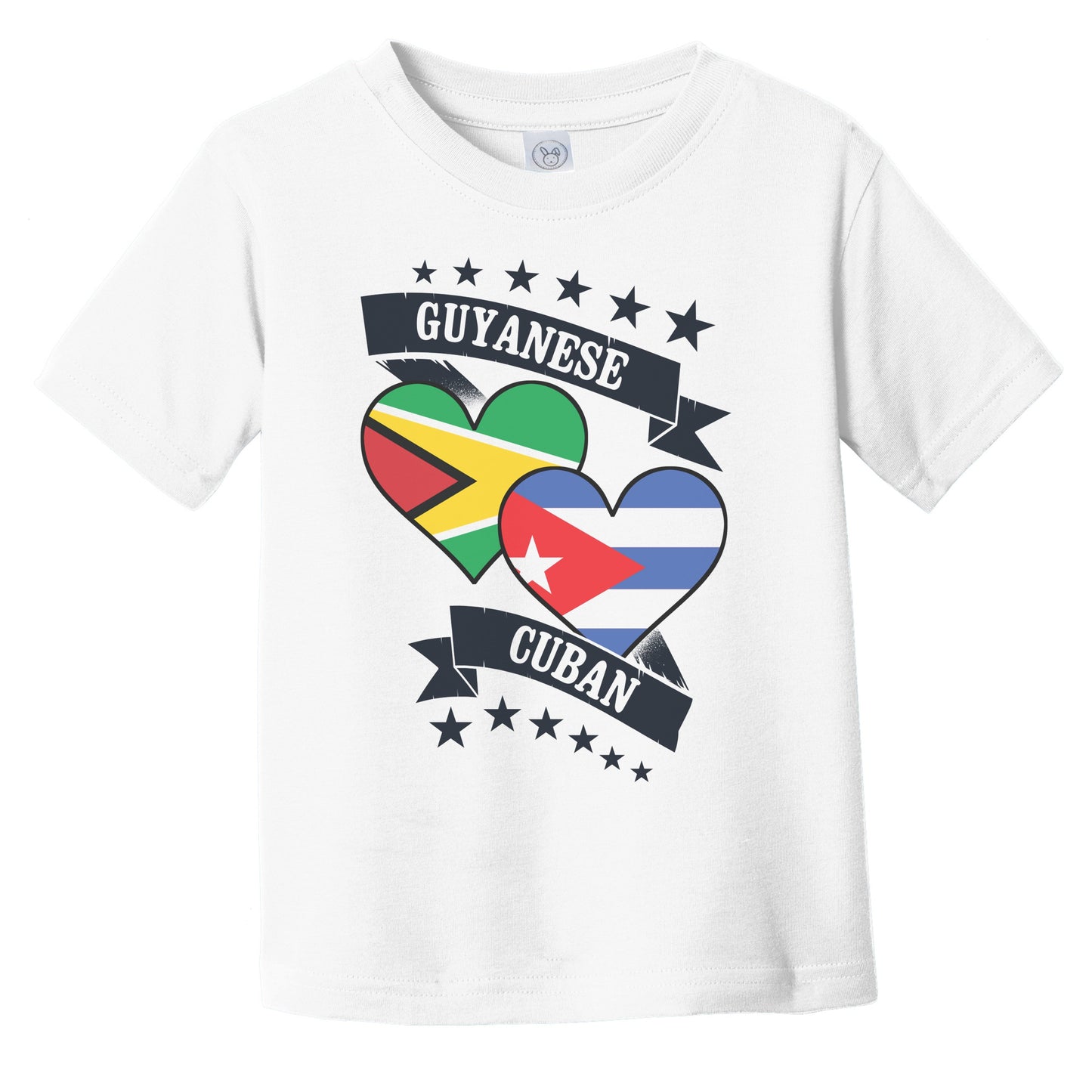 Guyanese Cuban Heart Flags Guyana Cuba Infant Toddler T-Shirt