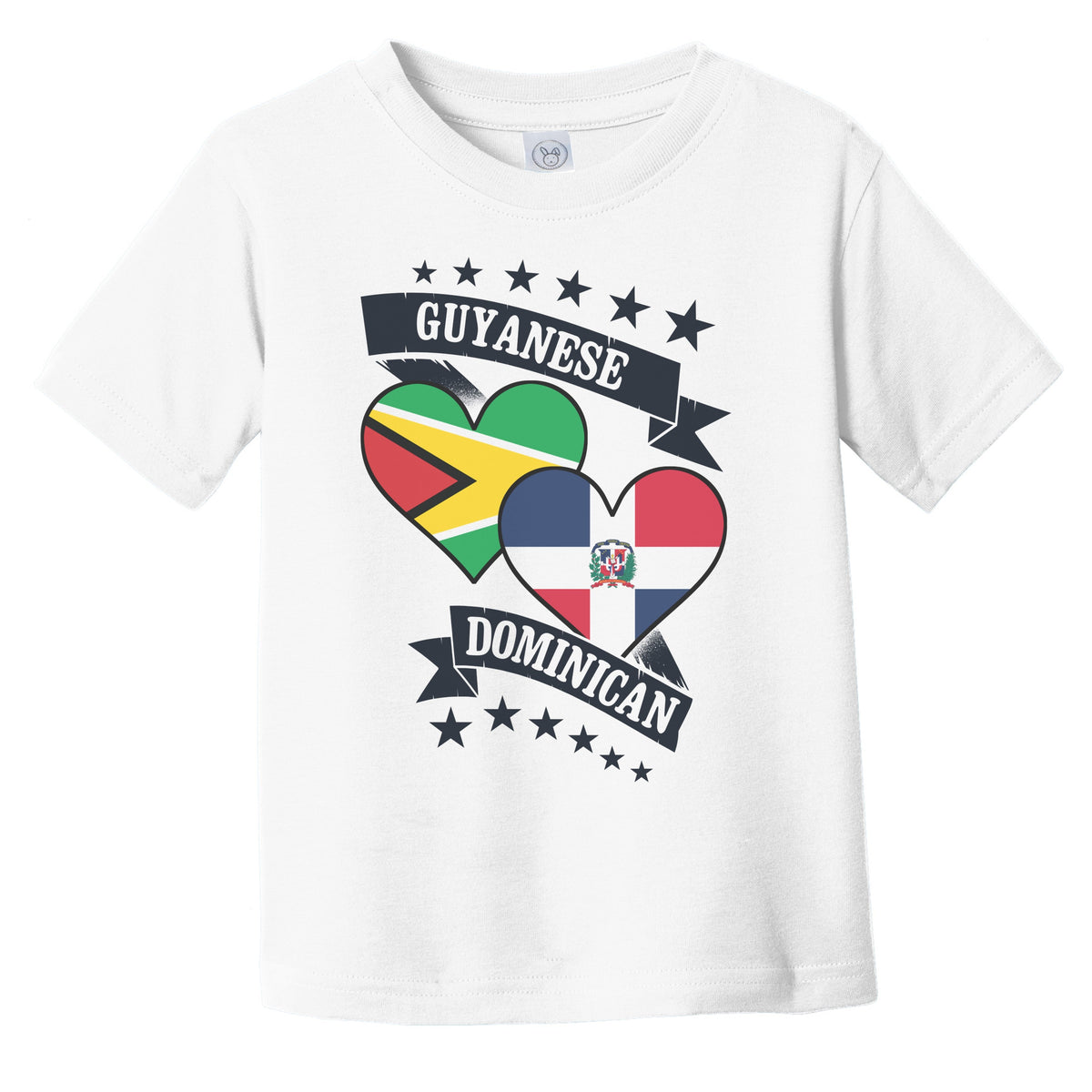Guyanese Dominican Heart Flags Guyana Dominican Republic Infant Toddler T-Shirt