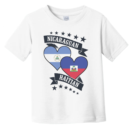 Nicaraguan Haitian Heart Flags Nicaragua Haiti Infant Toddler T-Shirt