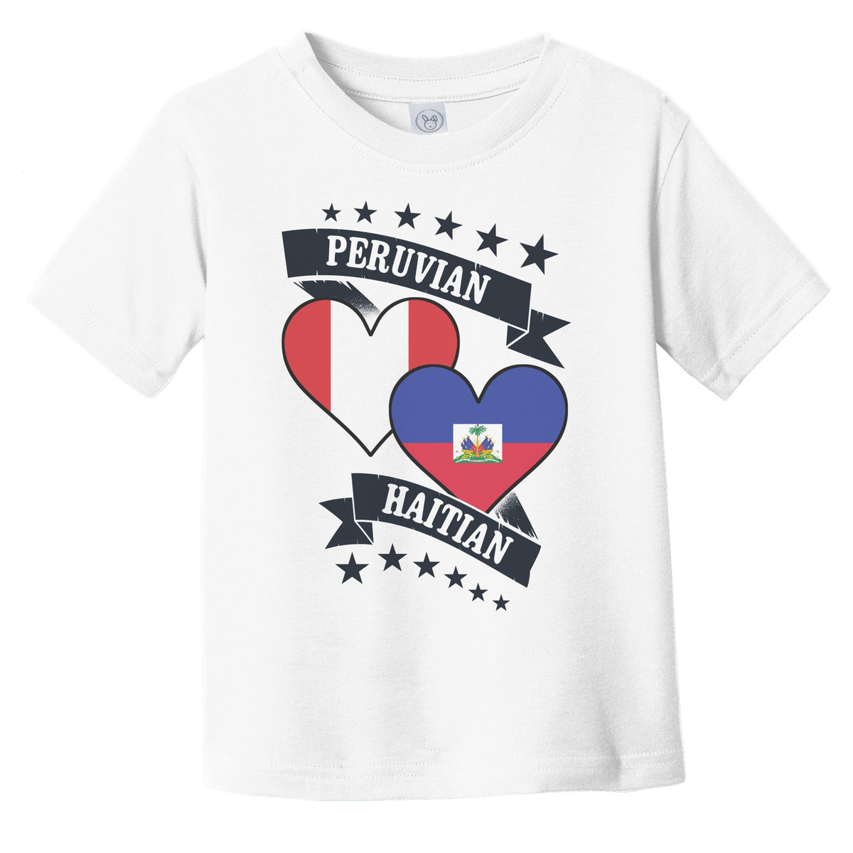 Peruvian Haitian Heart Flags Peru Haiti Infant Toddler T-Shirt