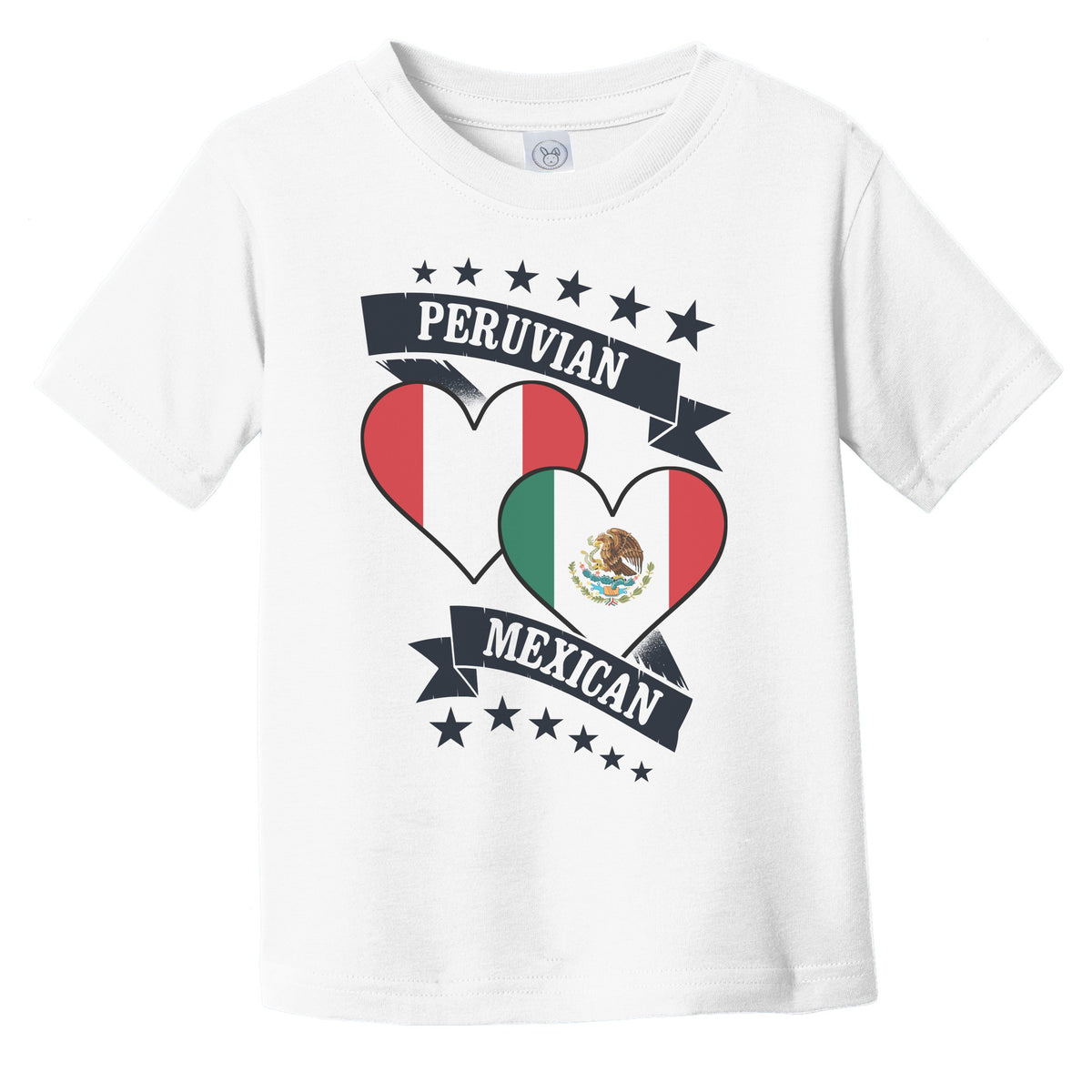 Peruvian Mexican Heart Flags Peru Mexico Infant Toddler T-Shirt