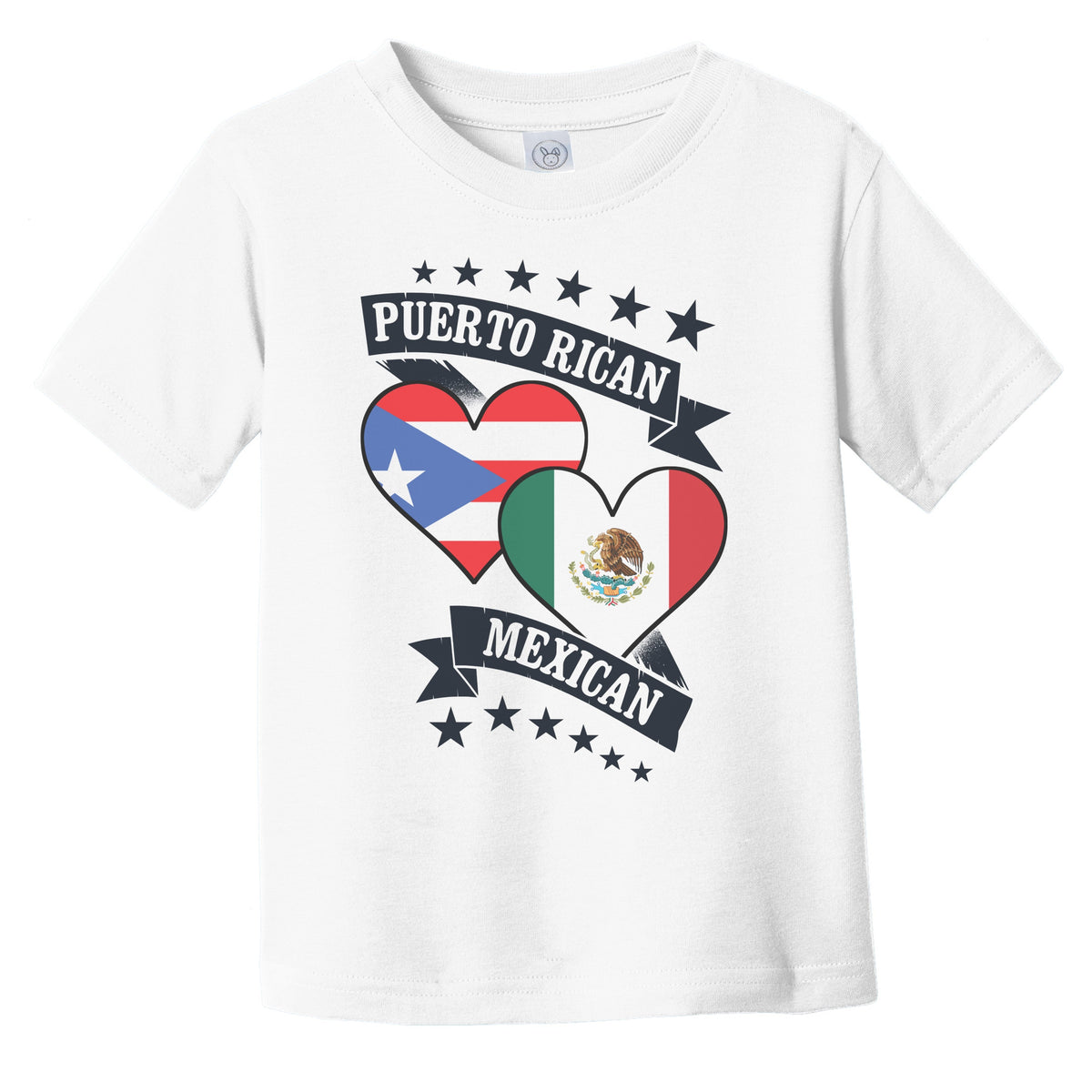 Puerto Rican Mexican Heart Flags Puerto Rico Mexico Infant Toddler T-Shirt