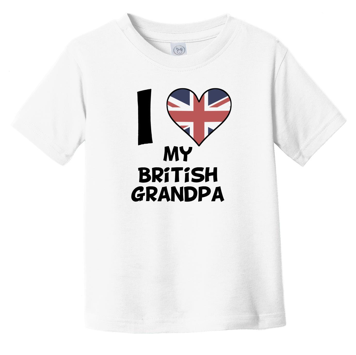 I Heart My British Grandpa United Kingdom Flag Infant Toddler T-Shirt