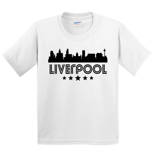Liverpool England Skyline Retro Style Kids T-Shirt