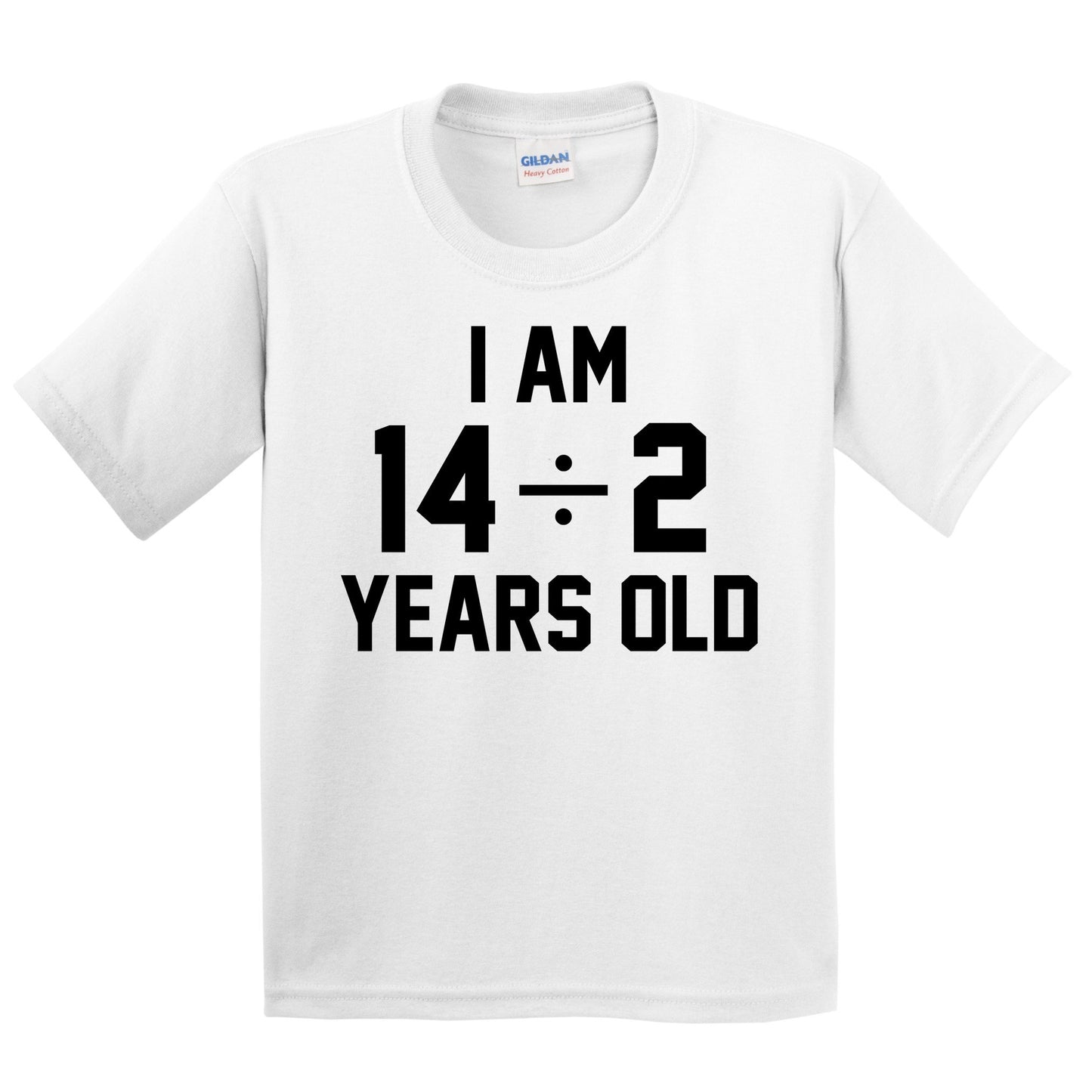I Am 14 Divided By 2 7th Birthday Math Kids Shirt