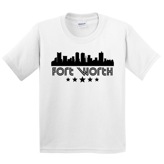 Fort Worth Texas Skyline Retro Style Kids T-Shirt