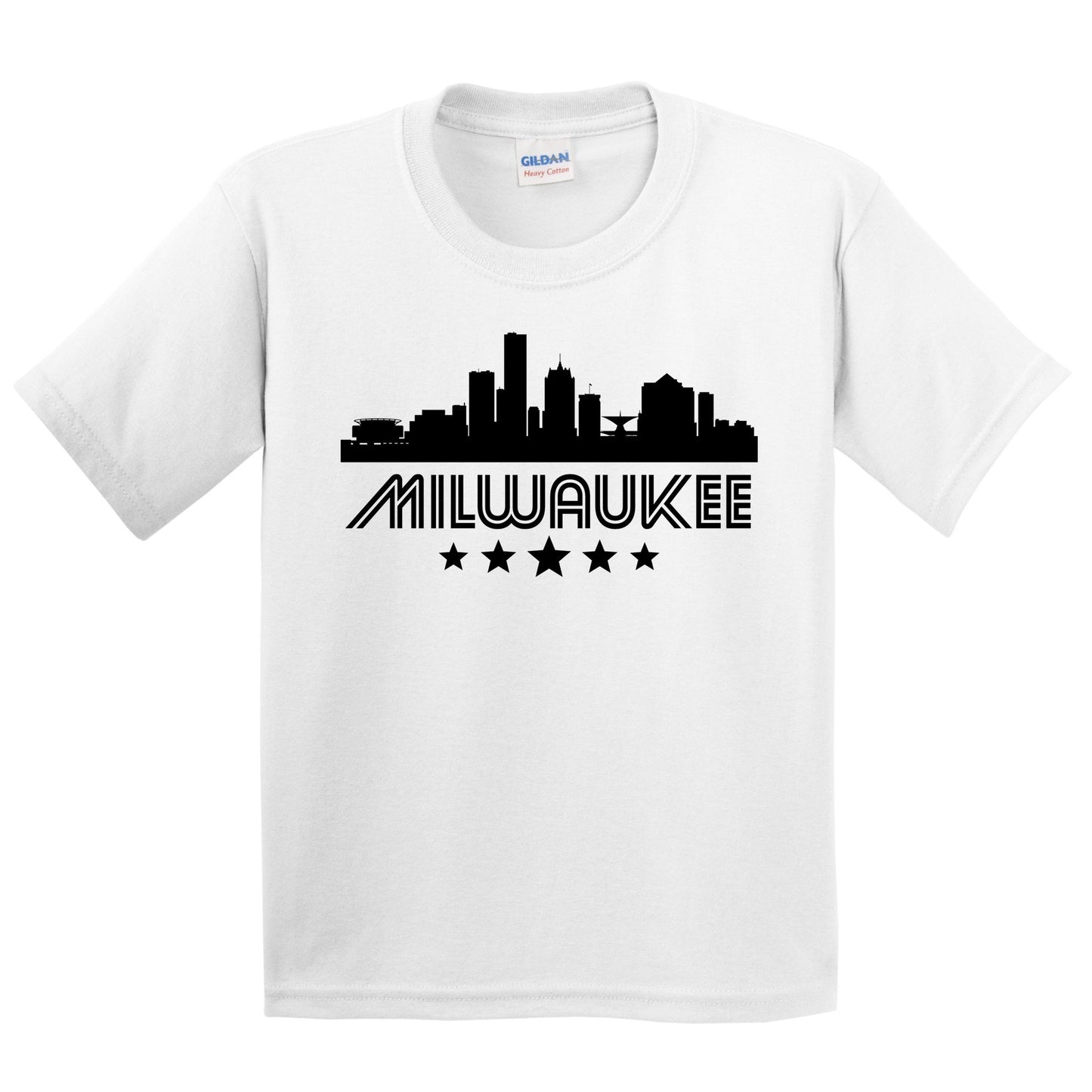 Milwaukee Wisconsin Skyline Retro Style Kids T-Shirt