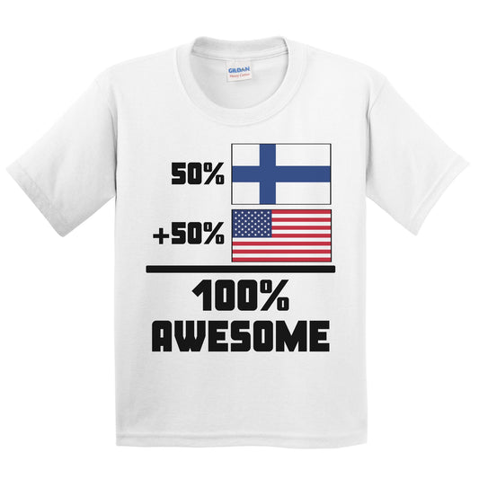 50% Finnish 50% American 100% Awesome Funny Flag Kids Youth T-Shirt