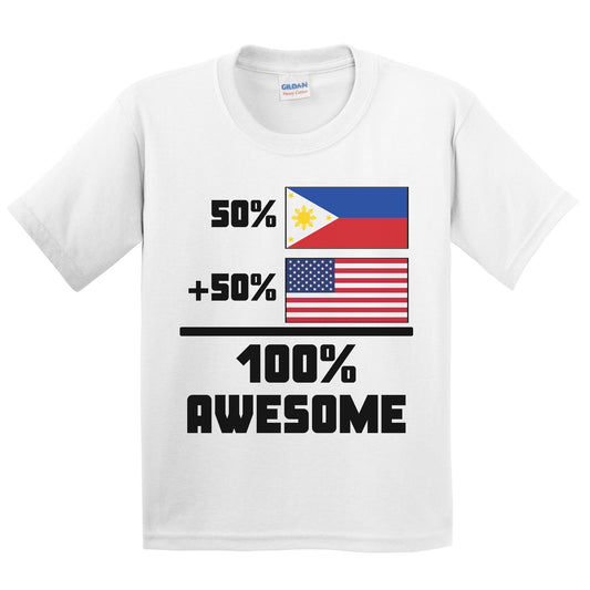 50% Filipino 50% American 100% Awesome Funny Flag Kids Youth T-Shirt