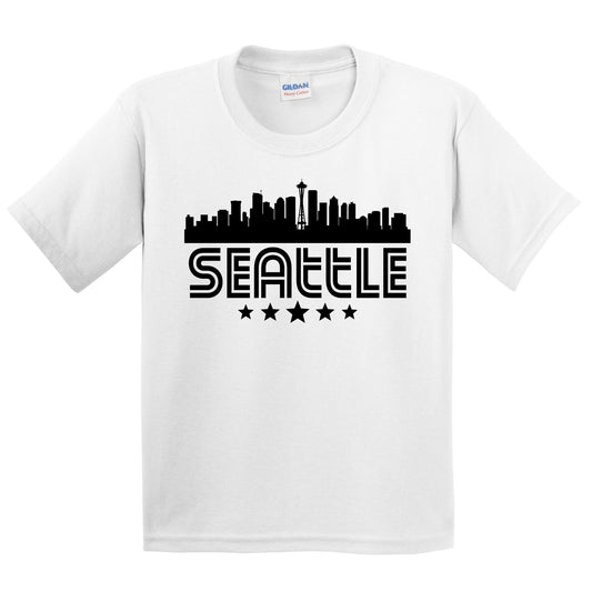 Seattle Washington Skyline Retro Style Kids T-Shirt