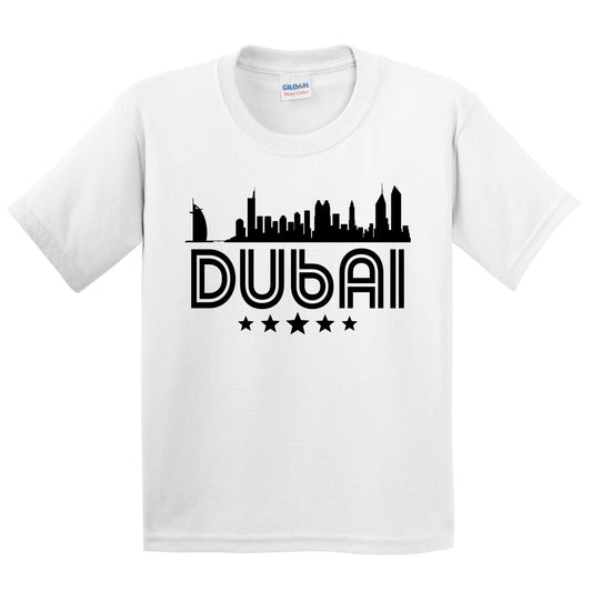 Dubai United Arab Emirates Skyline Retro Style Kids T-Shirt