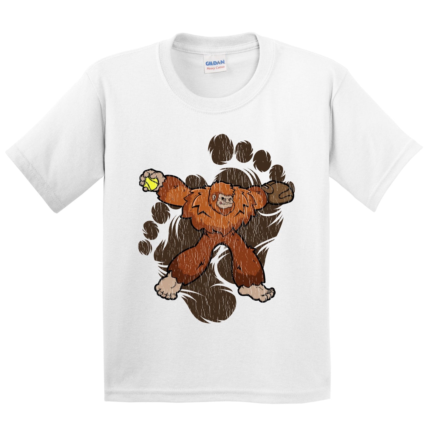 Kids Bigfoot Softball Shirt - Sasquatch Softball Pitcher Youth T-Shirt