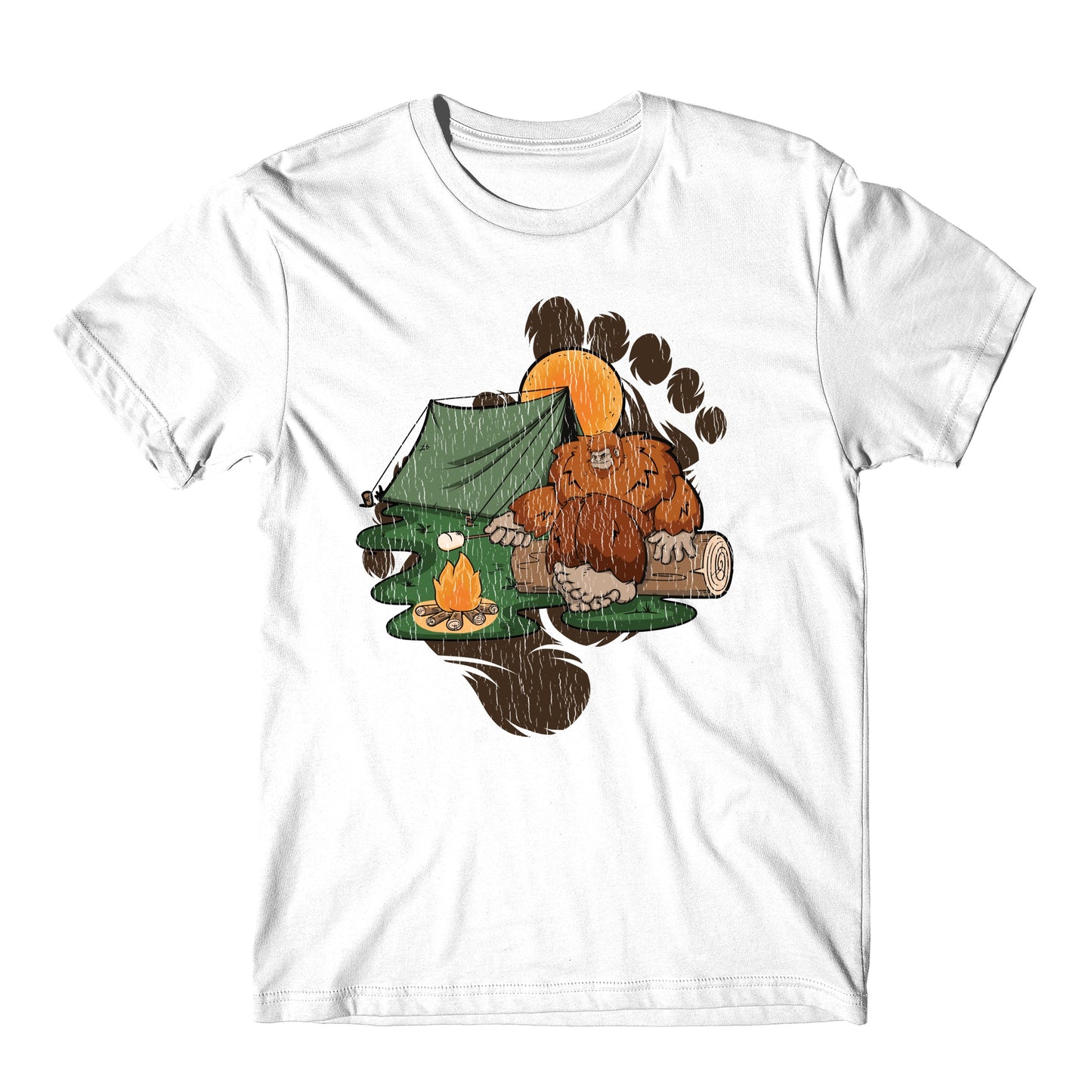 Bigfoot Camping Shirt - Sasquatch Roasting Marshmallows T-Shirt