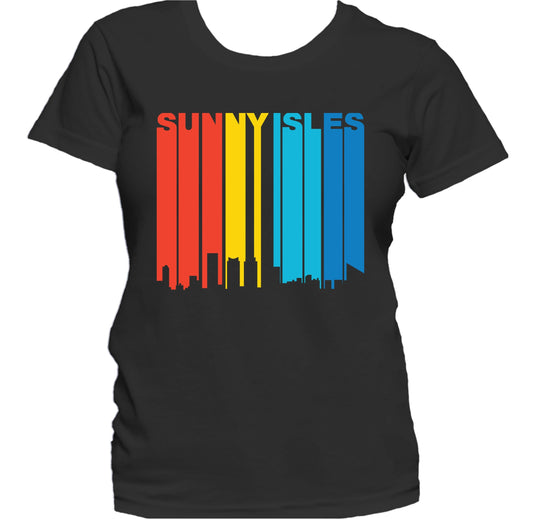 Retro 1970's Style Sunny Isles Beach Florida Skyline Women's T-Shirt