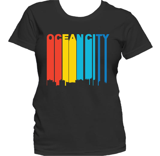 Retro 1970's Style Ocean City Maryland Skyline Women's T-Shirt