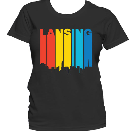 Retro 1970's Style Lansing Michigan Skyline Women's T-Shirt