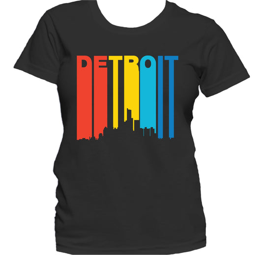 Retro 1970's Style Detroit Michigan Skyline Women's T-Shirt