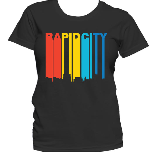 Retro 1970's Style Rapid City South Dakota Skyline Women's T-Shirt
