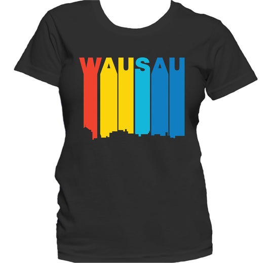 Retro 1970's Style Wausau Wisconsin Skyline Women's T-Shirt