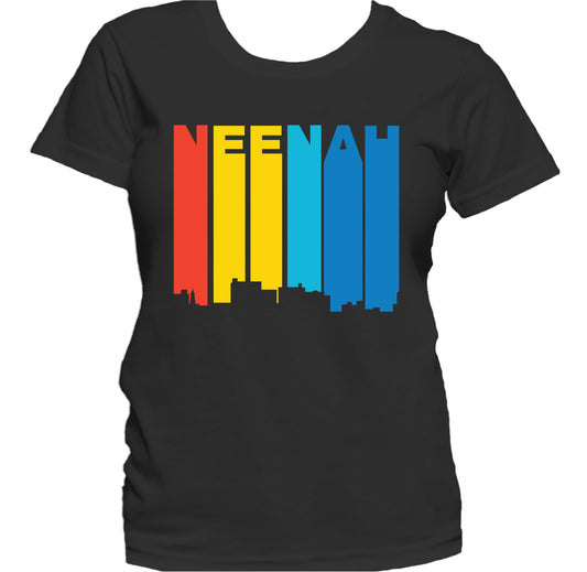 Retro 1970's Style Neenah Wisconsin Skyline Women's T-Shirt