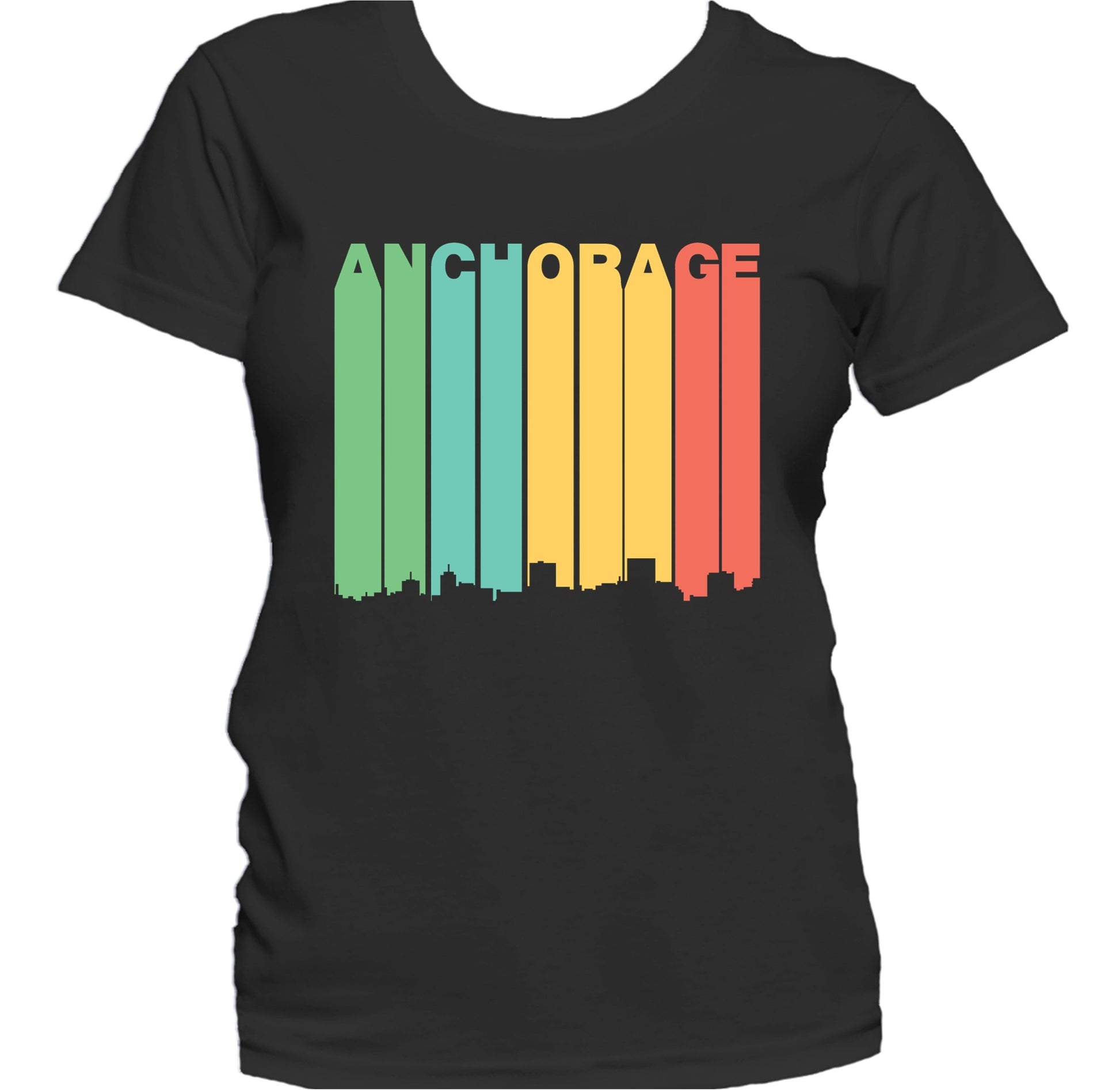Retro 1970's Style Anchorage Alaska Skyline Women's T-Shirt