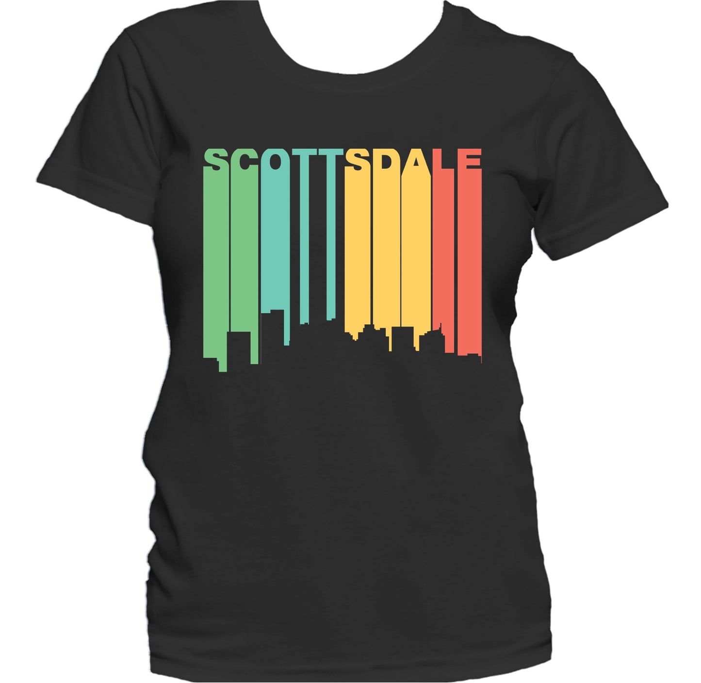 Retro 1970's Style Scottsdale Arizona Skyline Women's T-Shirt