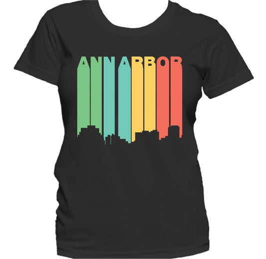 Retro 1970's Style Ann Arbor Michigan Skyline Women's T-Shirt