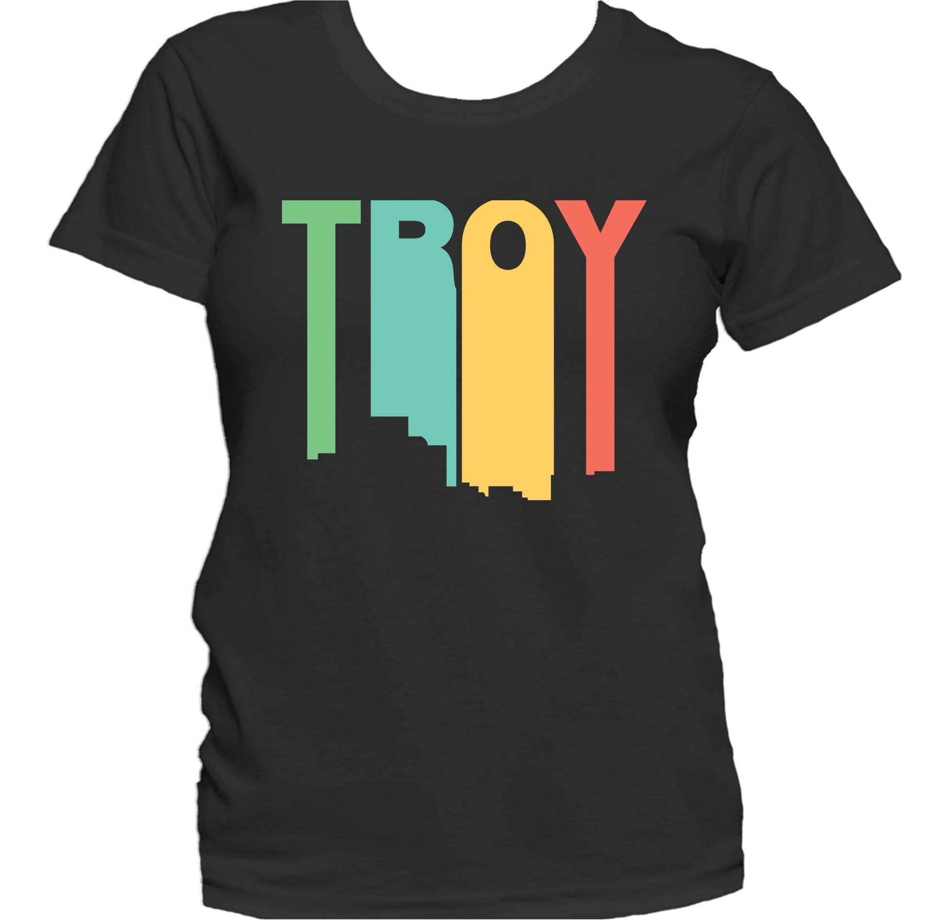 Retro 1970's Style Troy Michigan Skyline Women's T-Shirt