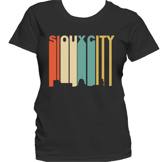 Retro 1970's Style Sioux City Iowa Skyline Women's T-Shirt