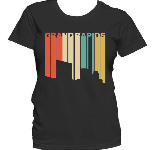 Retro 1970's Style Grand Rapids Michigan Skyline Women's T-Shirt
