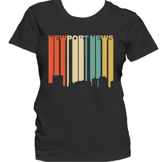 Retro 1970's Style Newport News Virginia Skyline Women's T-Shirt