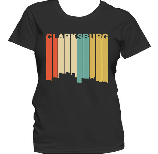Retro 1970's Style Clarksburg West Virginia Skyline Women's T-Shirt