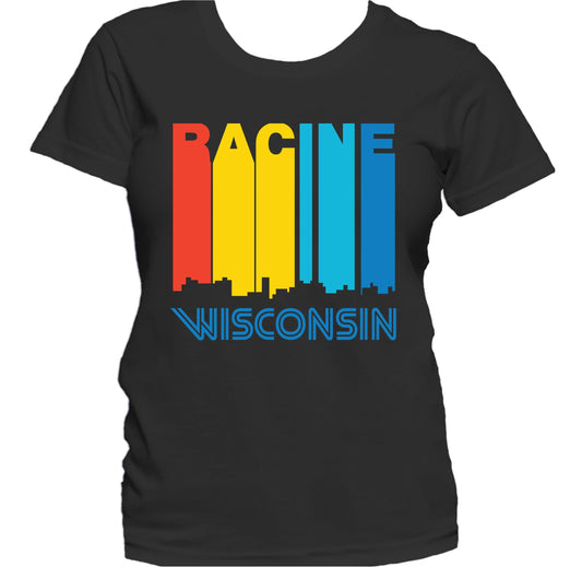 Retro 1970's Style Racine Wisconsin Skyline Women's T-Shirt