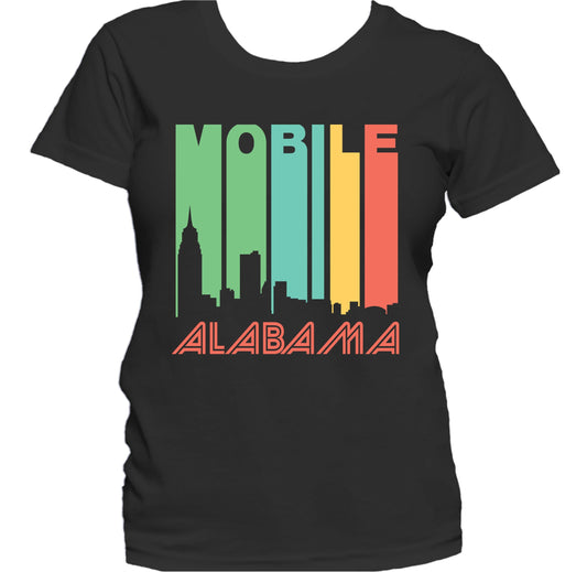 Retro 1970's Style Mobile Alabama Skyline Women's T-Shirt
