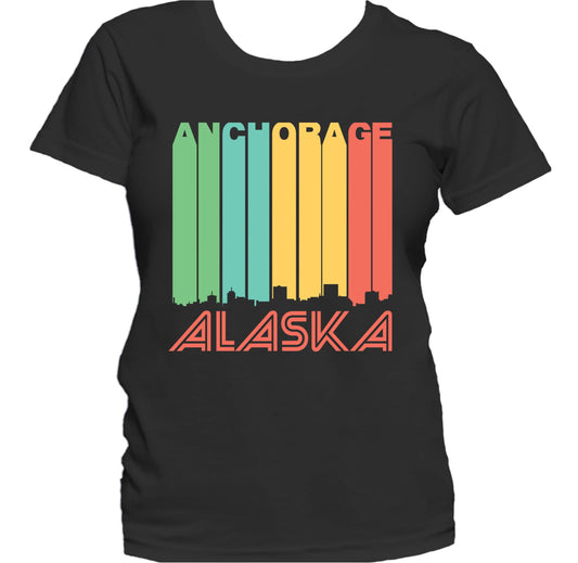 Retro 1970's Style Anchorage Alaska Skyline Women's T-Shirt