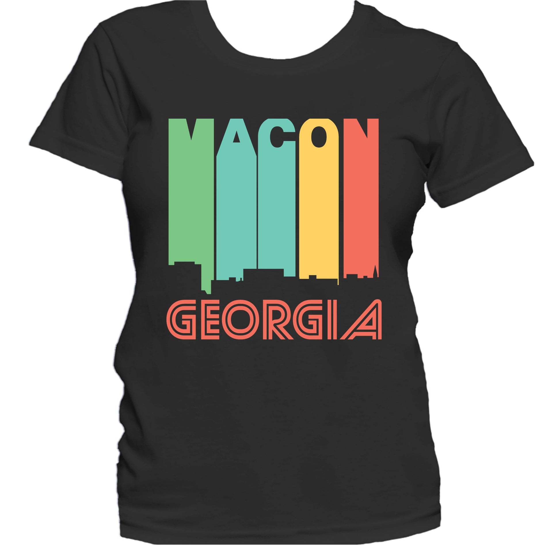 Retro 1970's Style Macon Georgia Skyline Women's T-Shirt