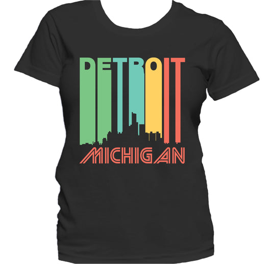 Retro 1970's Style Detroit Michigan Skyline Women's T-Shirt