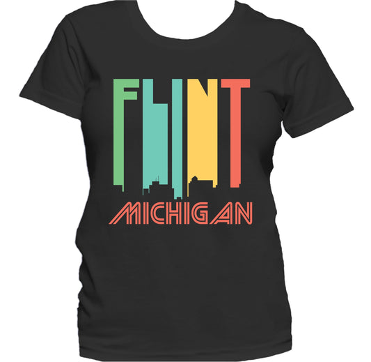 Retro 1970's Style Flint Michigan Skyline Women's T-Shirt
