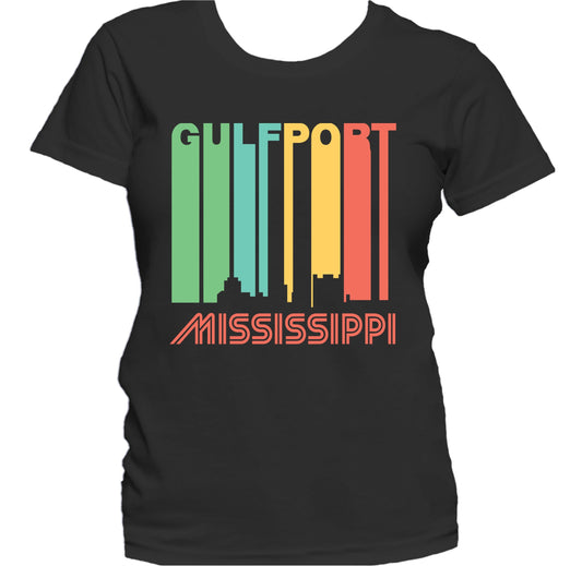 Retro 1970's Style Gulfport Mississippi Skyline Women's T-Shirt