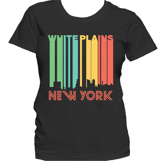 Retro 1970's Style White Plains New York Skyline Women's T-Shirt