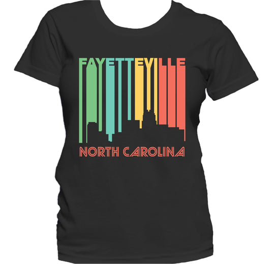 Retro 1970's Style Fayetteville North Carolina Skyline Women's T-Shirt
