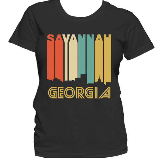 Retro 1970's Style Savannah Georgia Skyline Women's T-Shirt