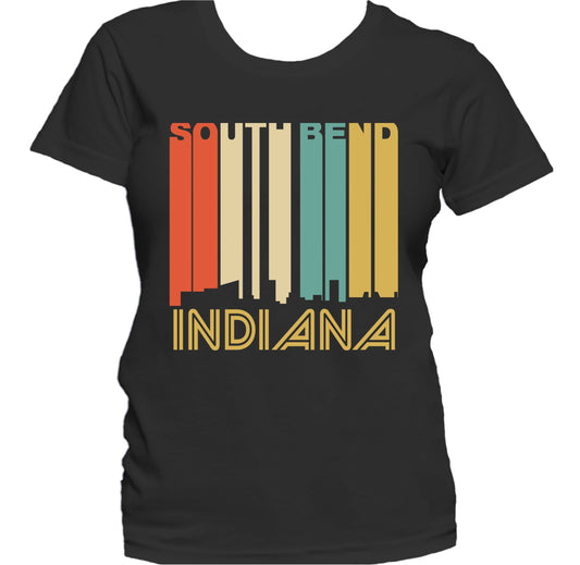 Retro 1970's Style South Bend Indiana Skyline Women's T-Shirt