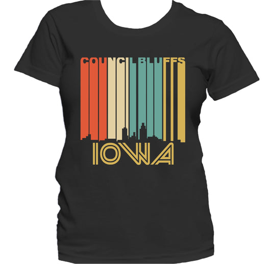 Retro 1970's Style Council Bluffs Iowa Skyline Women's T-Shirt