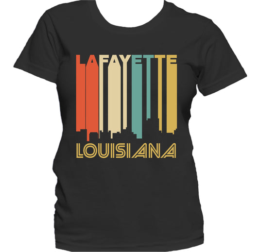 Retro 1970's Style Lafayette Louisiana Skyline Women's T-Shirt