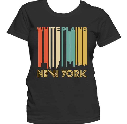 Retro 1970's Style White Plains New York Skyline Women's T-Shirt