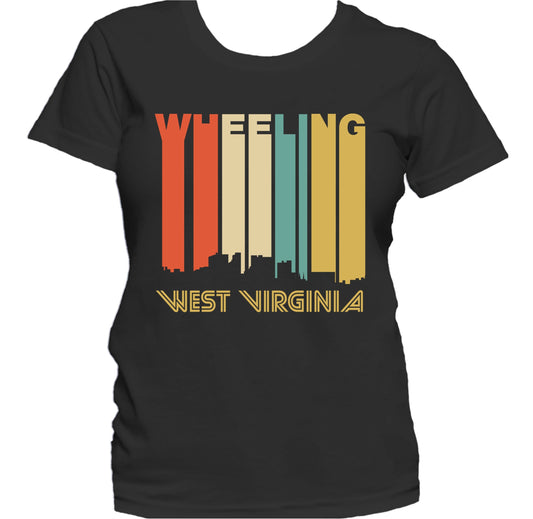 Retro 1970's Style Wheeling West Virginia Skyline Women's T-Shirt