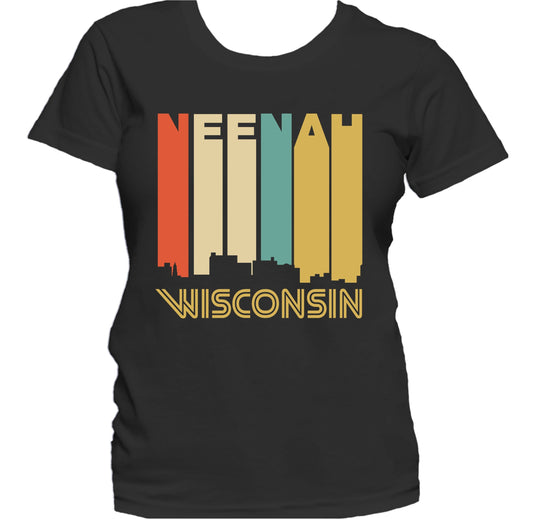 Retro 1970's Style Neenah Wisconsin Skyline Women's T-Shirt