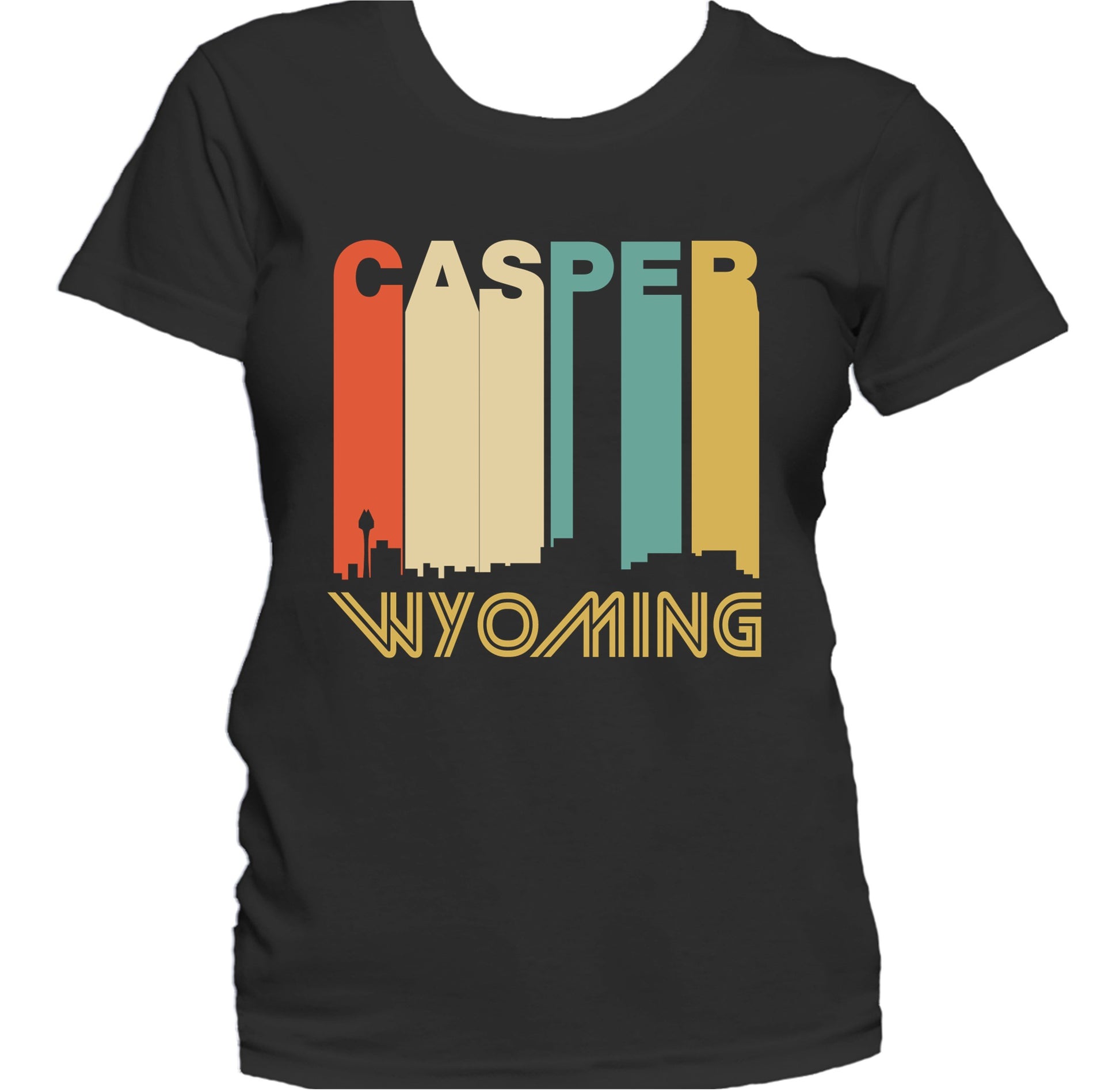 Retro 1970's Style Casper Wyoming Skyline Women's T-Shirt